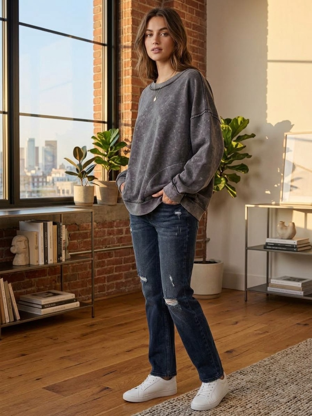 New FP Movement by Free People Metti Crewneck Sweatshirt Size Medium